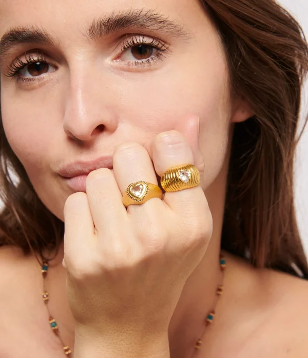 TITYARAVY Bague Prema Topaze Blanche Argent Plaqué Or 4