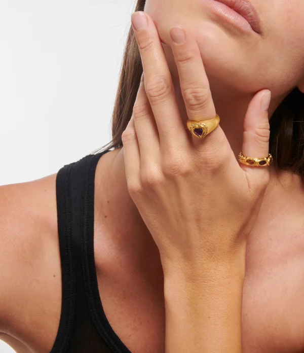 TITYARAVY Bague Gini Améthyste Argent Doré 3