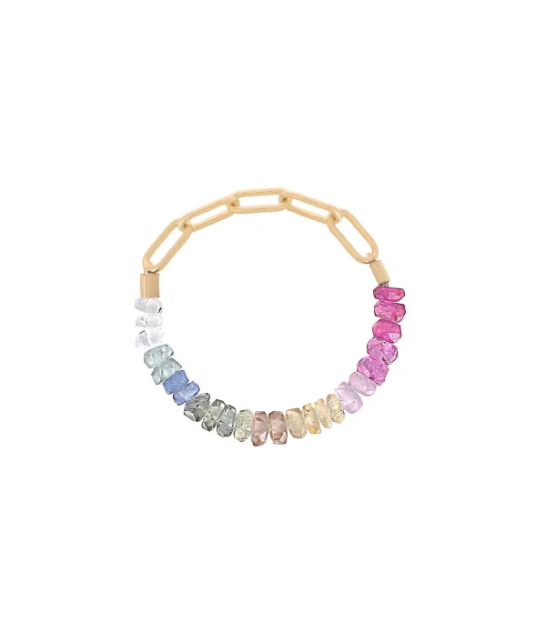 ATELIER PAULIN Bague Chaîne Nonza Saphir Rainbow Gold Filled 1