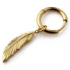 Lucleon Boucle D’oreille En Titane Doré Avec Pendentif Plume 22